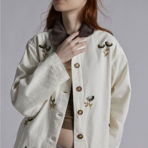 NWT Urban Outfitters BDG Embroidered Cream Barn Jacket size S
